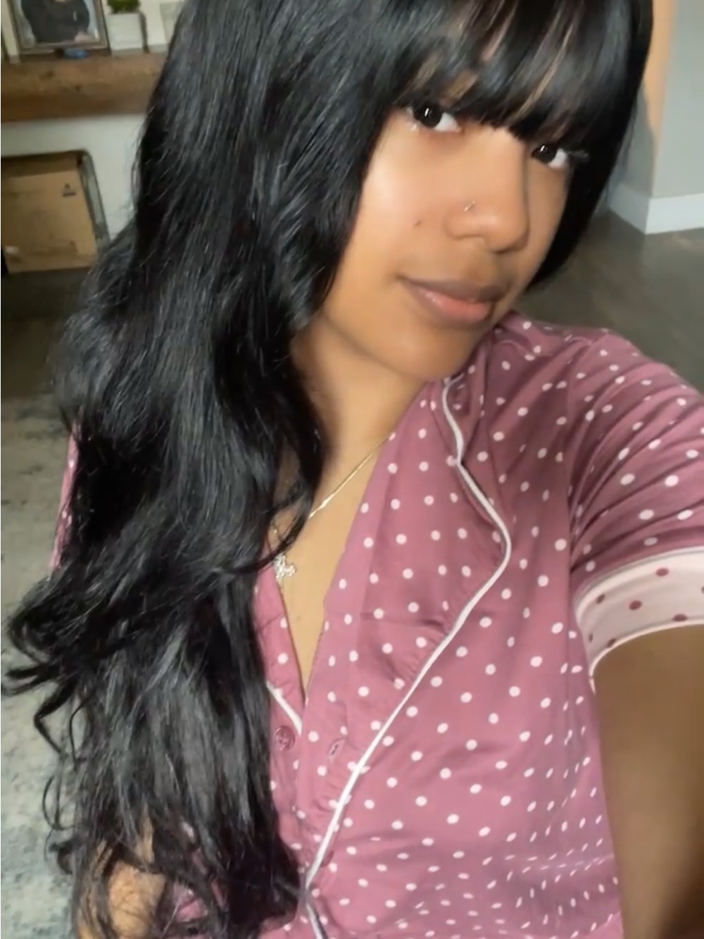 Long Wavy Black Wig with Full Bangs - Unbranded